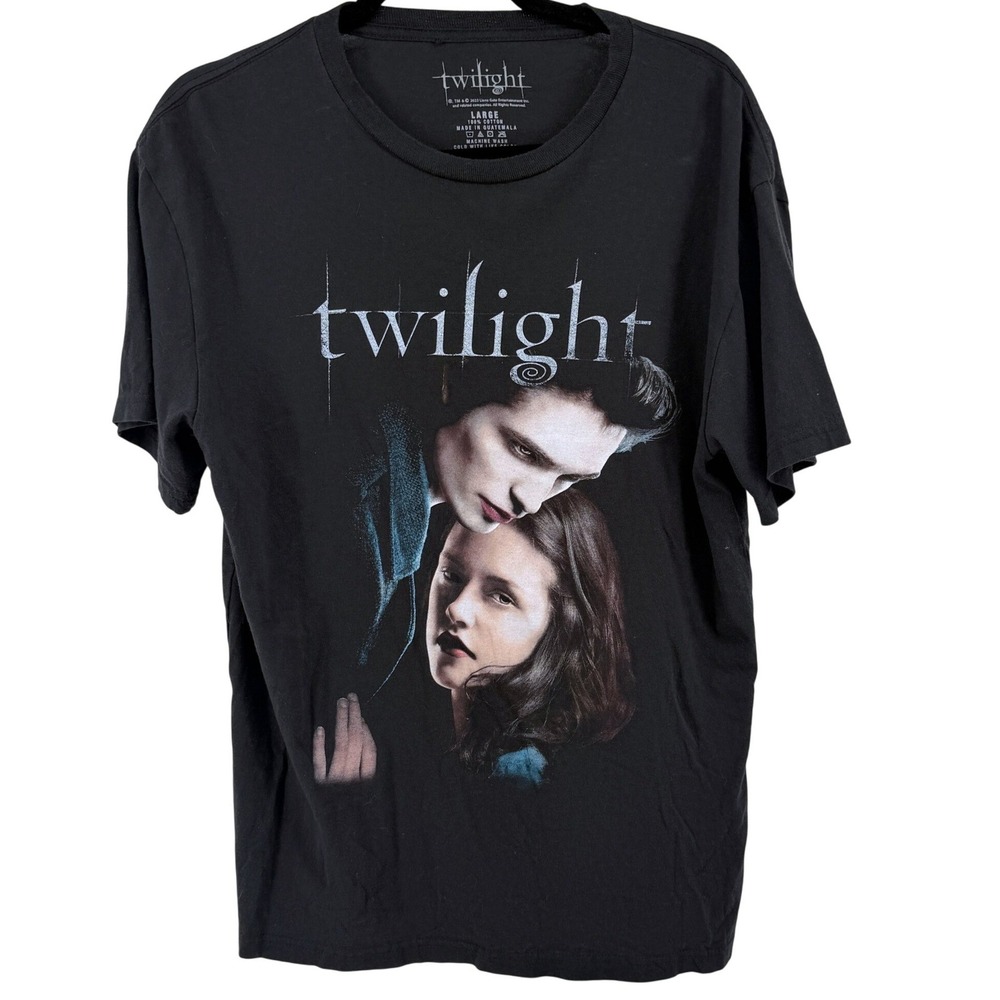 Twilight Graphic T-Shirt Edward Bella Large Black Unisex Movie Promo Tee